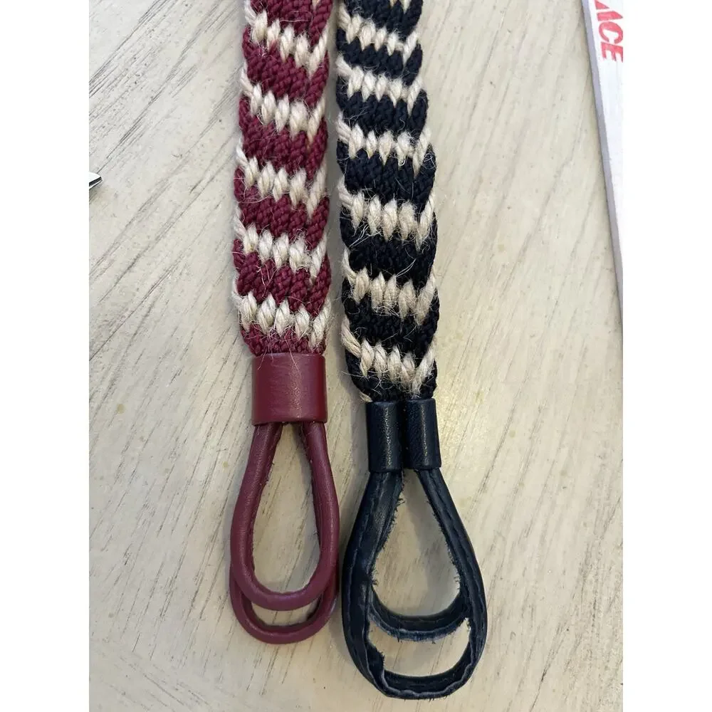 VTG Canvas Braided Hemp Belts 2 Jute Leather Burgundy Black Tan Vegan Organic